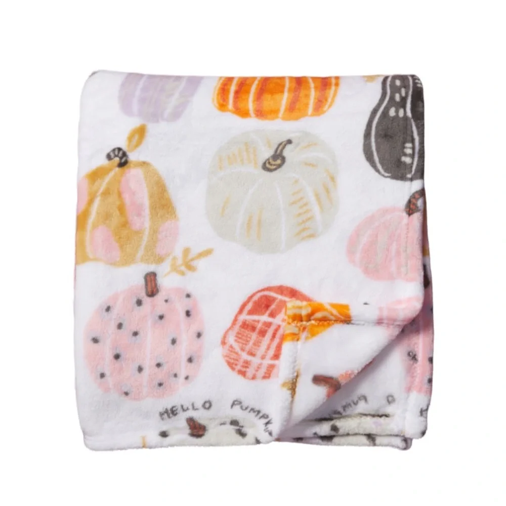 Envogue painted pumpkin gourd print throw blanket